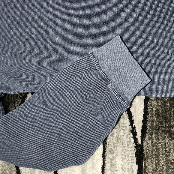 HARLEY DAVIDSON HENLEY THERMAL EMBROIDERED BAR & SHIELD BLUE LONG SLEEVE SHIRT - Picture 5 of 14